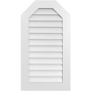 22 in. x 40 in. Octagonal Top Surface Mount PVC Gable Vent: Decorative with Standard Frame