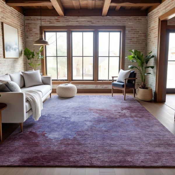 Mayfield Premium Machine Washable Abstract AMF1138 Purple 5 ft. x 7 ft. 6 in. Area Rug