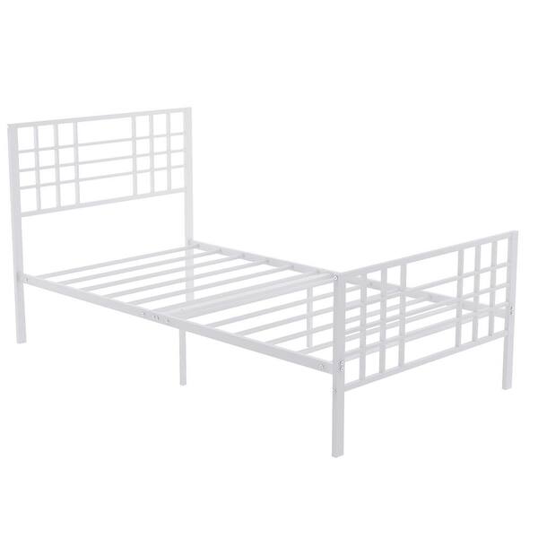 White Twin Size Metal Bed Frame, Twin Size Metal Bed Frame With Headboard
