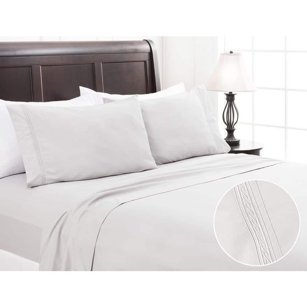 3-Piece Taupe Gray Solid Color Embroidered Microfiber Bedsheets Set, Twin price history on PriceWatchPro