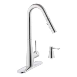 950 Series Single-Handle Pull-Down Sprayer Kitchen Faucet with Soap Dispenser in Stainless Steel
