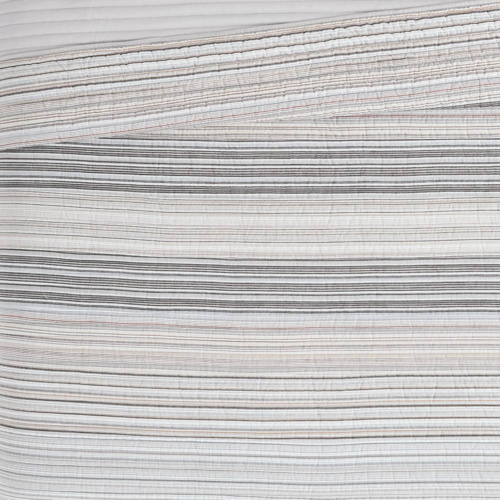 Gray Twin Microfiber Quilt Set with Striped Design