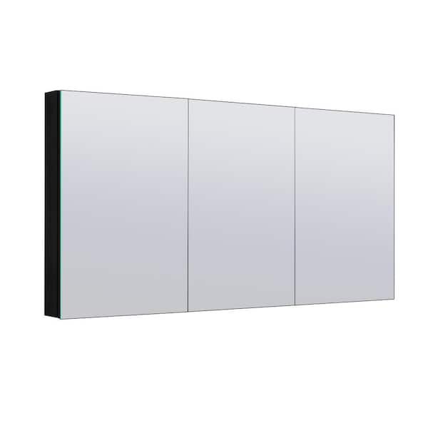 Interbath 72 in. x 36 in. Rectangular Black Aluminum Surface Mount Medicine Cabinet with Mirror