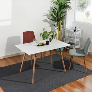 Mick Modern Scandinavian 47.2 in. Rectangle White Manuefactured Wood Top Beech Wood Legs 4 Legs Dining Table (Seats 4)