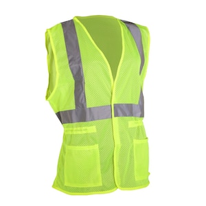 Women's Large/X-Large Yellow ANSI Type R Class 2 Contoured Safety Vest with Adjustable Waist and 2 Mesh Pockets