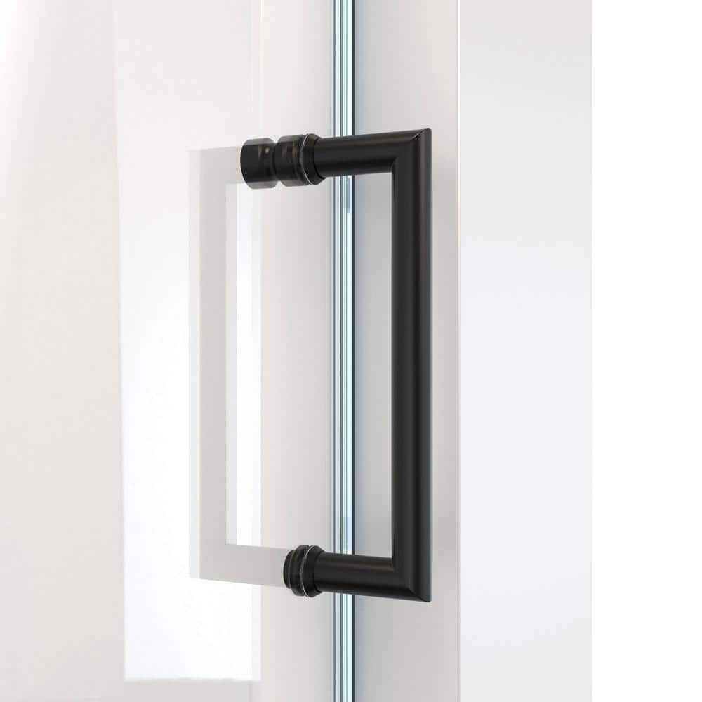 Mirage-X Matte Black Frameless Sliding Shower Door with Clear Glass