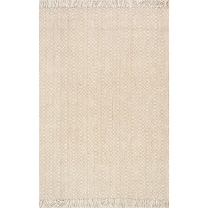 Don Casual Striped Jute Natural 3 ft. x 5 ft. Area Rug