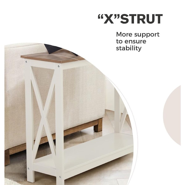PHI VILLA 39.5 in. White Oak Standard Rectangle Wood Console Table
