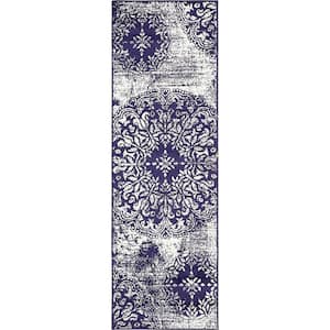 Sofia Grand Navy Blue 2' 0 x 6' 7 Runner Rug