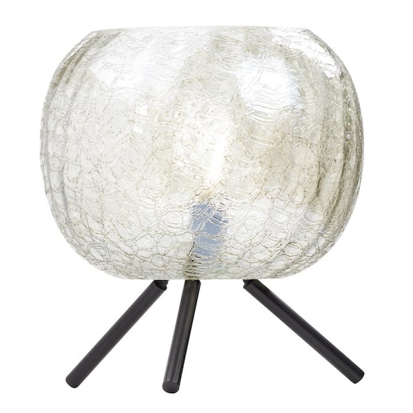 River of Goods Mila 11.5 in. Black Tripod Table Lamp with Textured Green Luster Glass Globe Shade