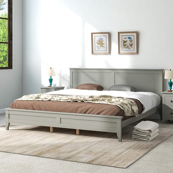 URTR in. W King Size Platform Bed Frame with Headboard and Footboard, Wood Bed Frame and Center Support Legs T-01163-E - The Home Depot