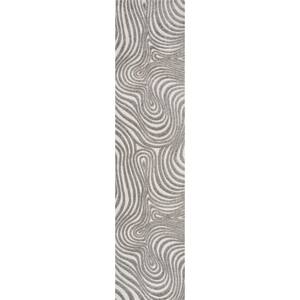 Gray/Ivory 2 ft. x 8 ft. Maribo Abstract Groovy Striped Runner Rug
