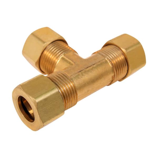 PLUMBFLEX 3/8 in. OD Compression Tee Brass for use with Potable