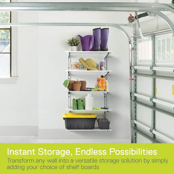 STORKING 8" Deep ×32″ Long Adjustable Deep Floating Shelves For Wall 2‑Tier, Wall Mount Metal Shelf 110 LBS, Heavy Duty White Storage Rack For Garage, Kitchen, Bathroom, Bedroom, Wall Shelving Decor - View #11