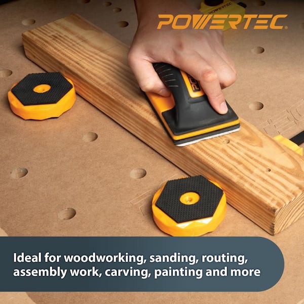 POWERTEC T Track and Work Bench Stops Plus Work Grippers and