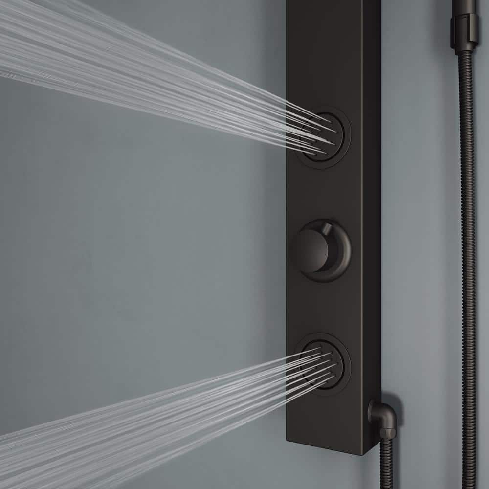 Gardenia 39" Matte Black Aluminum Shower Panel with Hand Wand