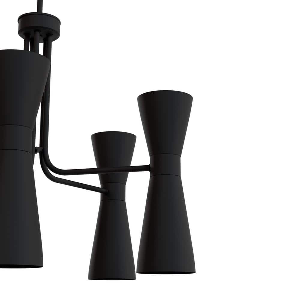 Zola 26" Matte Black 10-Light Mid-Century Modern Chandelier