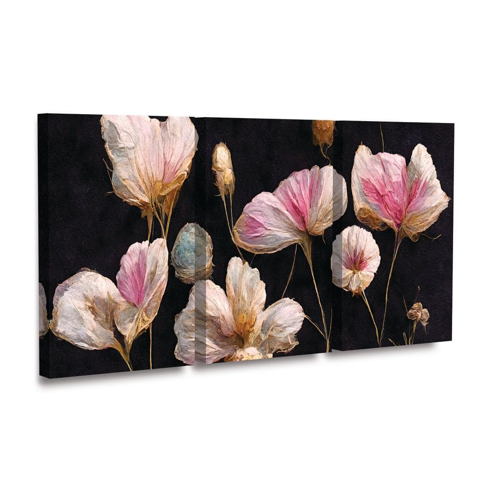 Treechild Gentle Pink and White Floral Canvas Triptych
