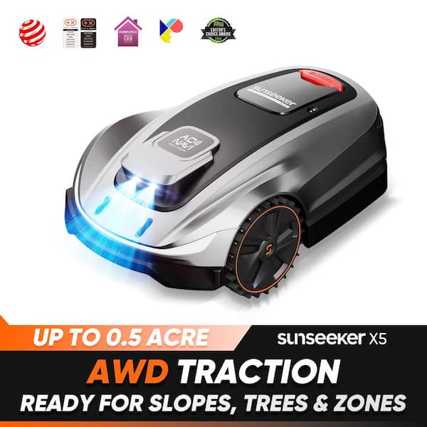 SUNSEEKER X5 AWD Wireless 8 in. Robot Lawn Mower for 0.5 Acre, No