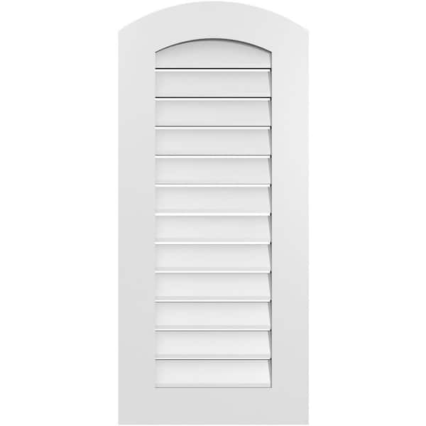 Ekena Millwork 18 in. x 38 in. Arch Top Surface Mount PVC Gable Vent: Decorative with Standard Frame