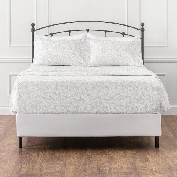 3-Piece Birds Botanical Sage Pattern Print Microfiber Bedsheets Set Twin