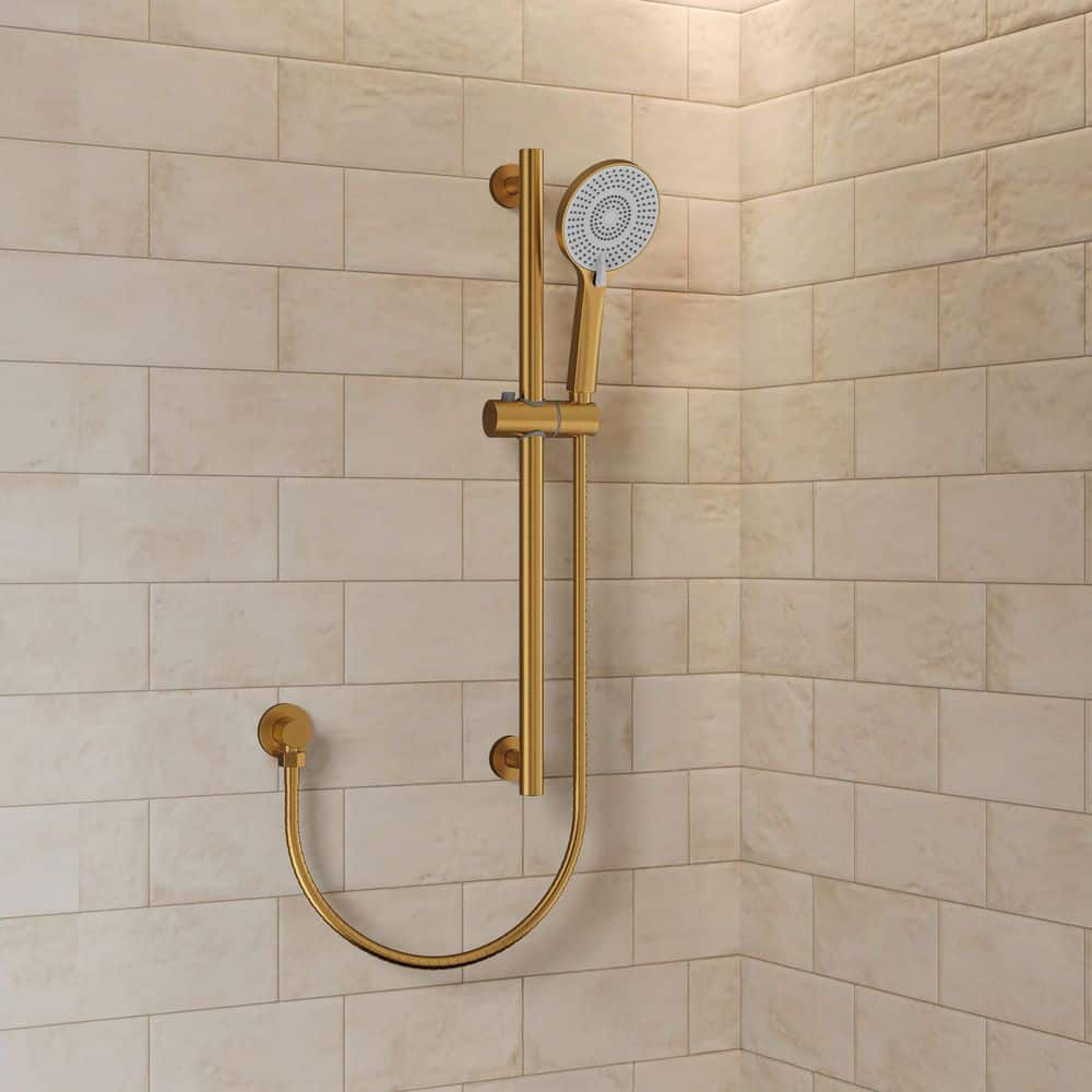 Minimalist 3-Spray Multifunction Wall Bar Shower Kit with Round Handheld Shower with Adjustable Bar in Brushed Gold price history on PriceWatchPro