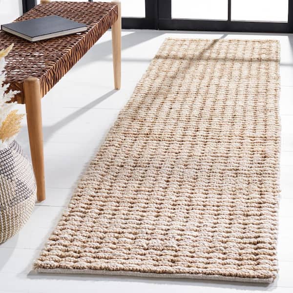 Natural Fiber Beige/Ivory 2 ft. x 8 ft. Woven Solid Runner Rug