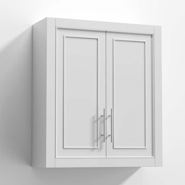 22 in. W x 8 in. D x 26 in. H Surface-Mount Bathroom Storage Wall Cabinet in White