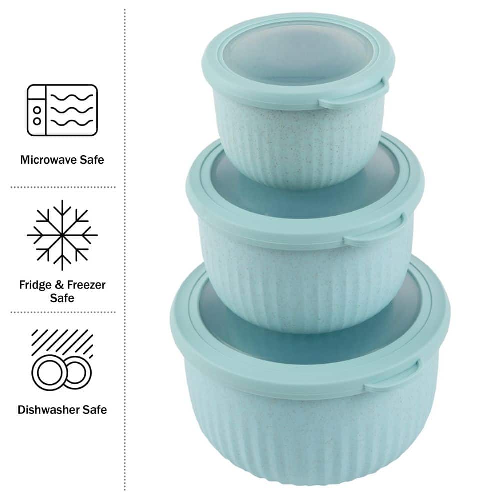 Teal 3-Piece Nesting Mixing Bowls with Lids Set - thumbnail 9