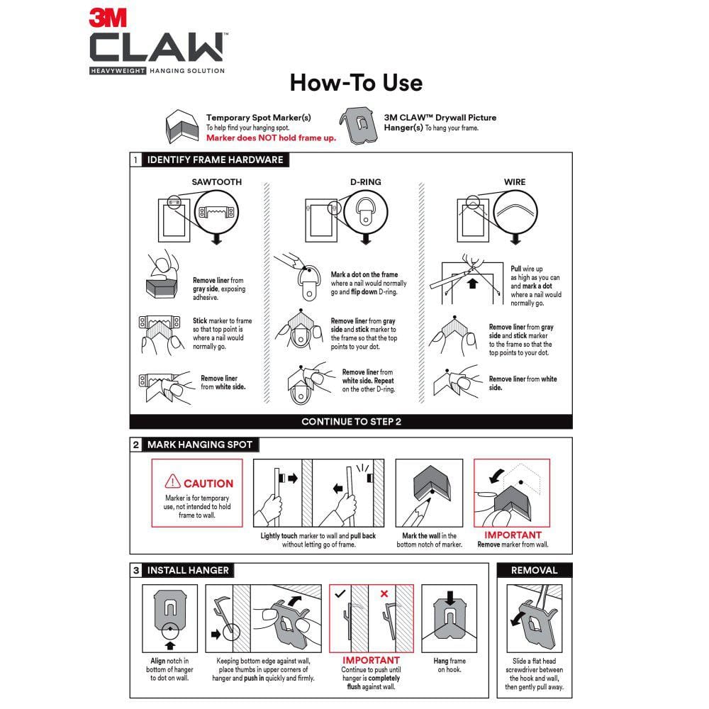 3M CLAW 25 lb Hardened Steel Drywall Picture Hanger with Spot Marker
