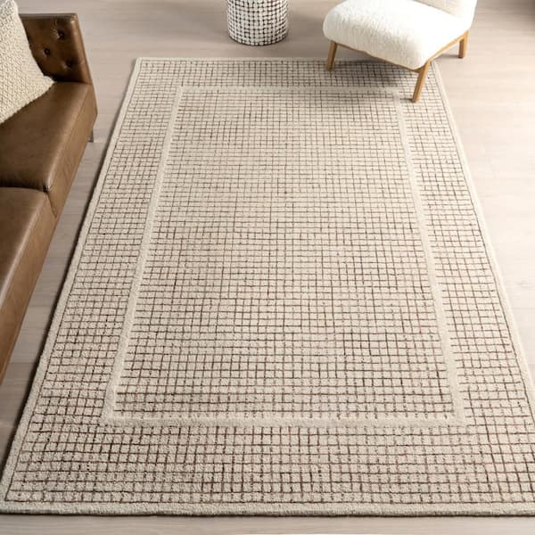 Chessie Checked Wool Ivory 10 ft. x 14 ft. Indoor Area Rug