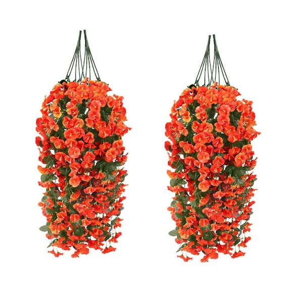 Artificial Orange Morning Glory Vines, 4-pack L0D9NXYPBH - The