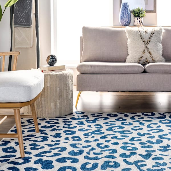 Grey Coraline Leopard Printed Area Rug