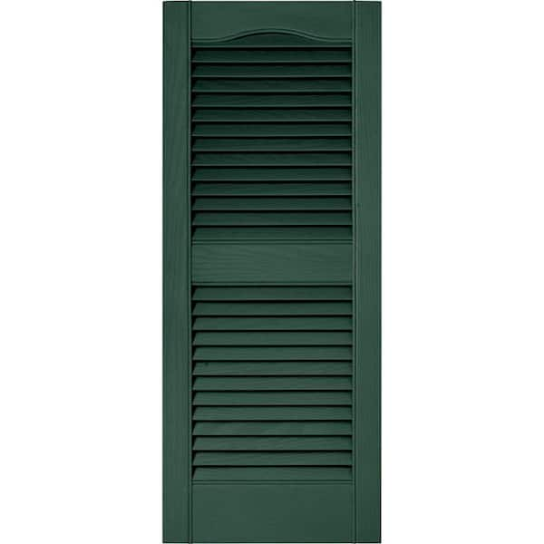 Builders Edge 15 in. x 36 in. Louvered Vinyl Exterior Shutters Pair in #028 Forest Green