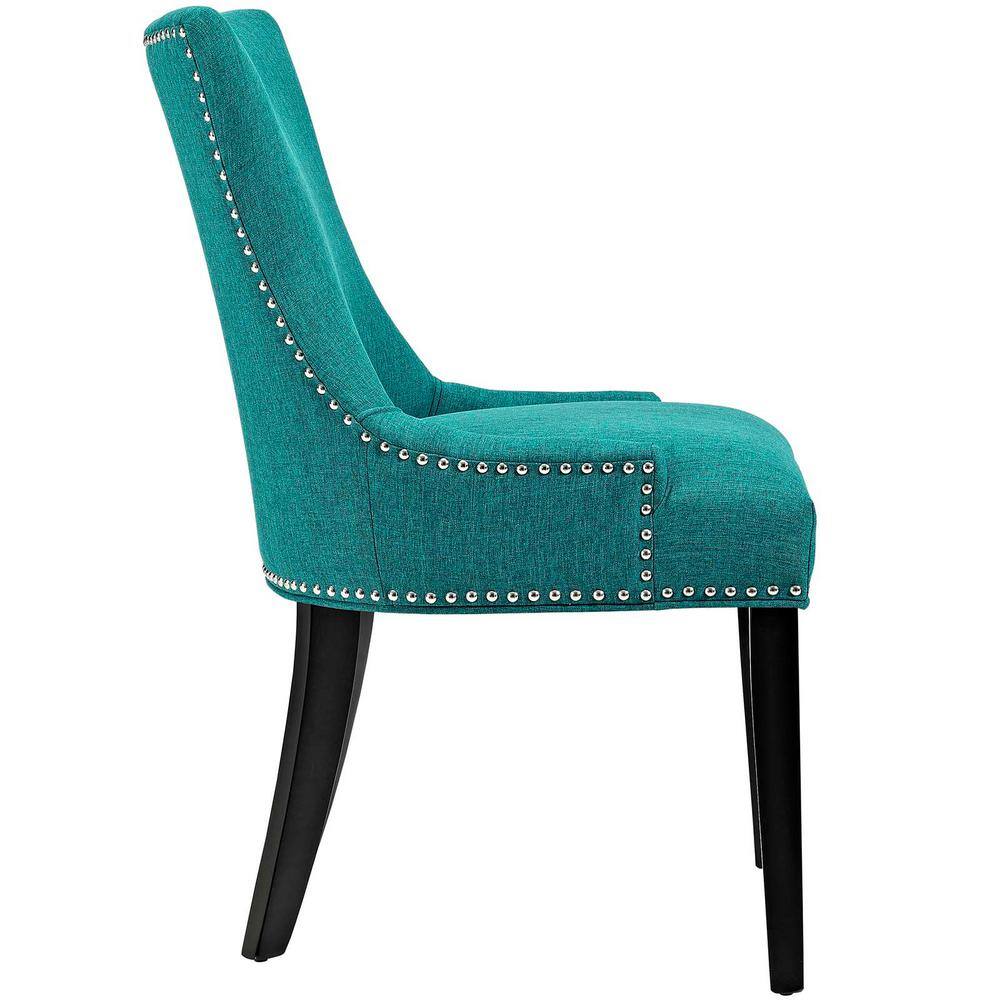 Teal Upholstered Side Chair with Wood Legs