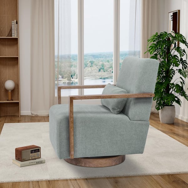CSC DECOR INC Pale Green Linen Blend Swivel Accent Chair Modern