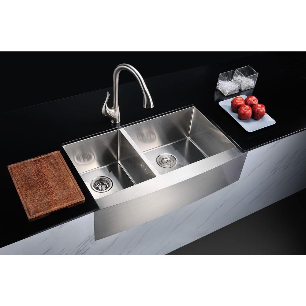 Elysian 36'' Stainless Steel Farmhouse Double Bowl Kitchen Sink