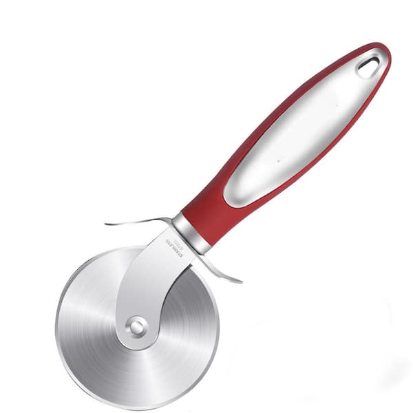 Stainless Steel Pizza Cutter Wheel Ultra Sharp Non-Slip Handle Multi-Purpose Slicer Dishwasher Safe Red 1 Piece