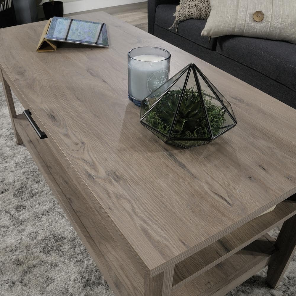 Laurel Oak Lift-Top Coffee Table with Storage and Metal Handle