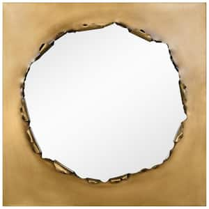 "Antique Gold Torn Edge Square Mirror", 36 in. x 36 in. Mirror Featuring a 4.8 in. Brushed Antique Gold Iron Frame