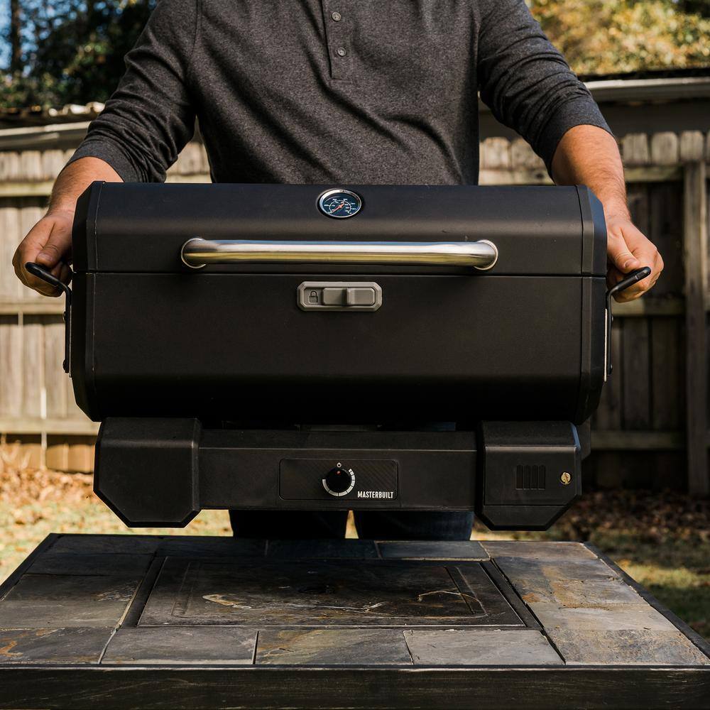 Black Portable Charcoal Grill and Smoker with Cart
