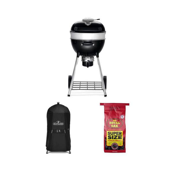 PRO18 18 in. Kettle Charcoal Grill with Black Grill Cover and 18 lb. Charcoal Briquets Combo (3-Piece)
