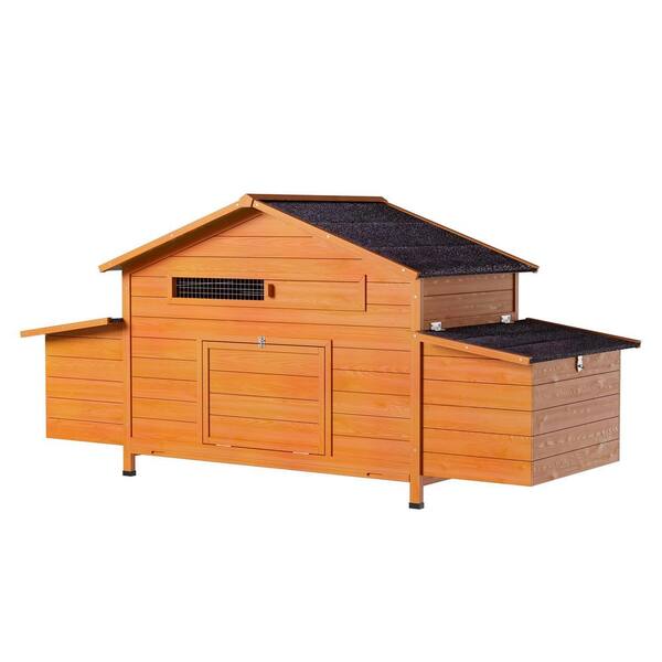 Avex Brick Red 31.8 in. H x 69.9 in. W x 24.5 in. D Wood Chicken Coops Outdoor Hen House with Nesting Box