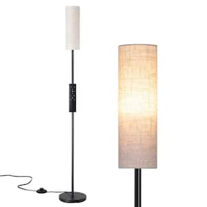 65 in. Minimalist Black 3-Light Smart Dimmable Swing Arm Floor Lamp for Living Room with Fabric Rectangular Shade