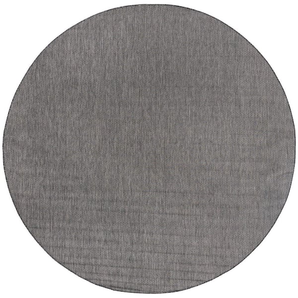 Unique Loom Outdoor Solid Black 11 ft. Round Indoor/Outdoor Area Rug