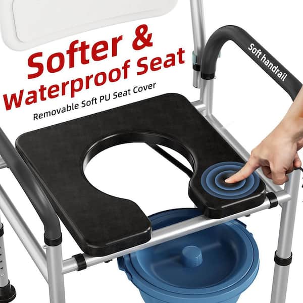 Numhew Bedside Commode Chair with Bucket, Adjustable Height