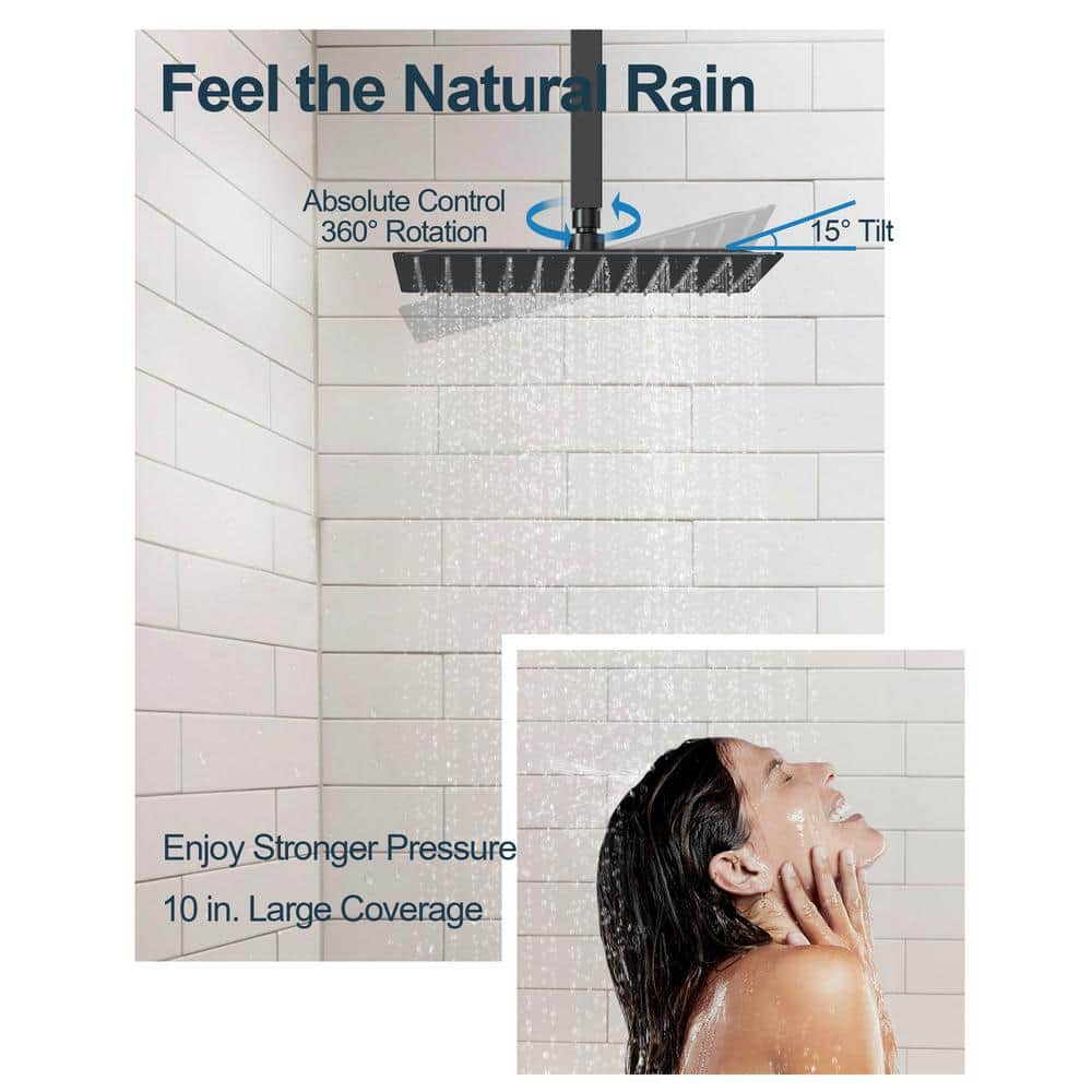 Matte Black Dual Shower Head System with Handheld Unit
