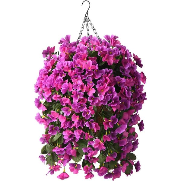 Cubilan 24 .8 in. Light Purple Artificial Begonia with Hanging Basket