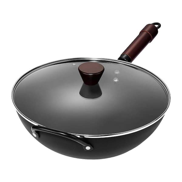 13 in. Carbon Steel Nonstick Skillet and 12 in. Carbon Steel Nonstick Frying Pan Set with Lid, 2-Piece