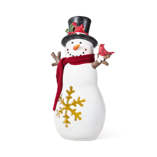 15 in. H Christmas Lighted Resin Snowman Table Decor